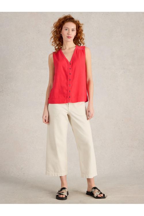 White Stuff Womens DELILAH BUTTON TOP  in BRT_PINK Art WS442988