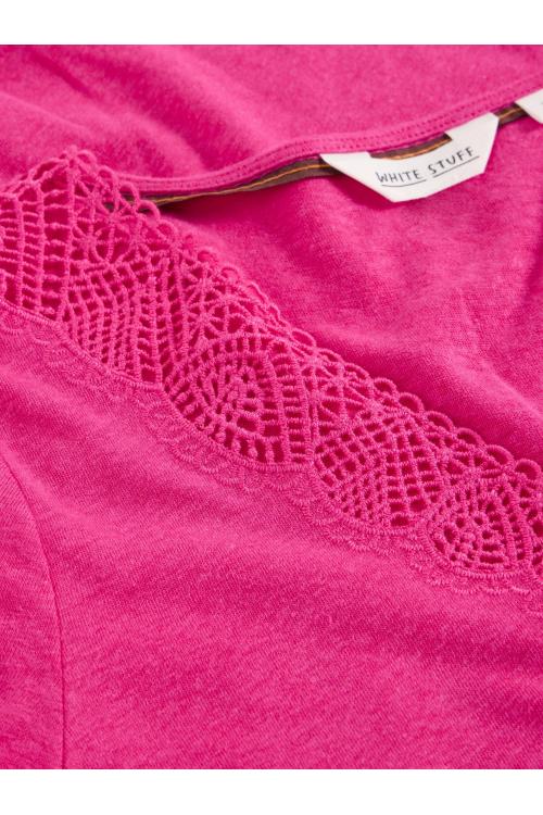 White Stuff Womens ELLIE LACE TEE  in BRT_PINK Art WS440832