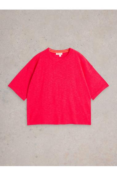 White Stuff Womens KATE LINEN BLEND TEE  in BRT_PINK Art WS443679