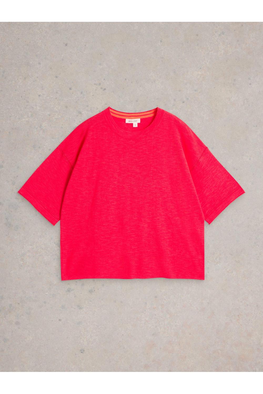 White Stuff Womens KATE LINEN BLEND TEE  in BRT_PINK Art WS443679