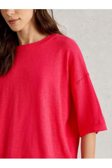 White Stuff Womens KATE LINEN BLEND TEE  in BRT_PINK Art WS443679