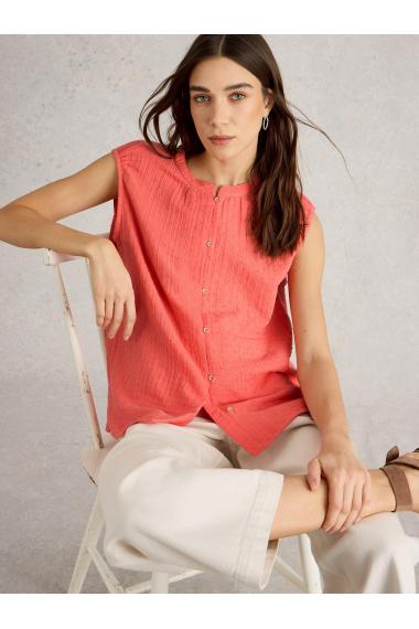 White Stuff Womens Yasmin Double Cloth Vest  in BRT_PINK Art WS443463
