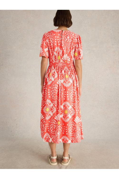 White Stuff Womens Lucy Midi Dress  in CORAL_PR Art WS443521
