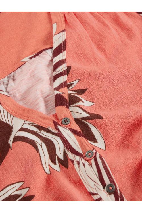 White Stuff Womens DELILAH BUTTON TOP  in CORAL_PR Art WS442988