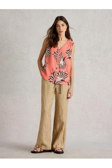 White Stuff Womens DELILAH BUTTON TOP  in CORAL_PR Art WS442988