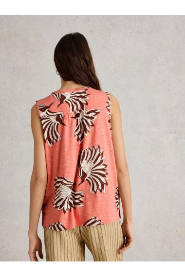 White Stuff Womens DELILAH BUTTON TOP  in CORAL_PR Art WS442988