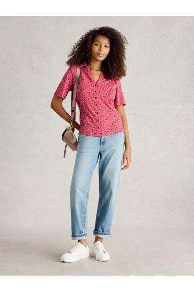 White Stuff Womens ANNIE SS JERSEY SHIRT  in CORAL_PR Art WS443690