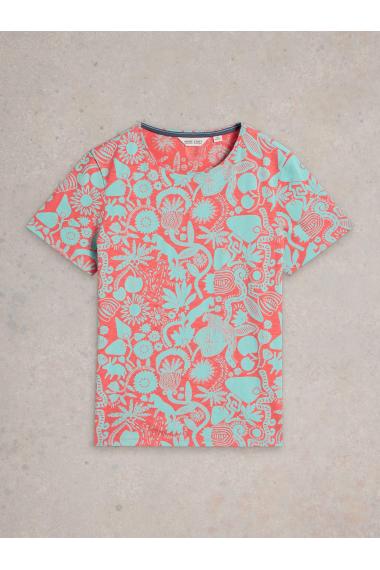 White Stuff Womens ABBIE TEE  in CORAL_PR Art WS443002