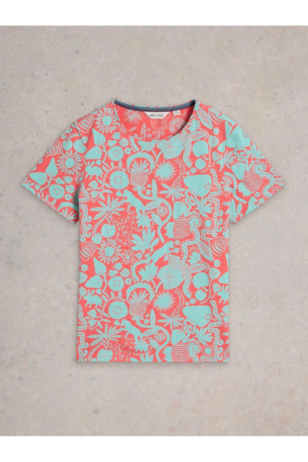 White Stuff Womens ABBIE TEE  in CORAL_PR Art WS443002