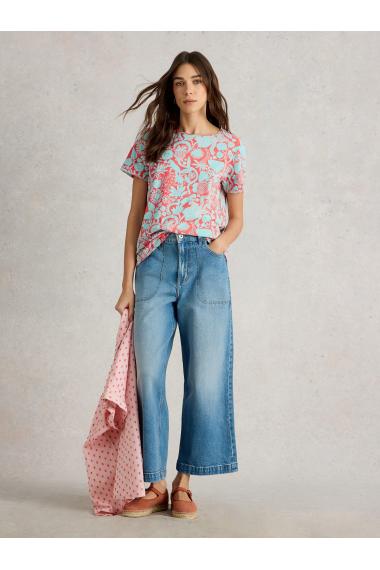 White Stuff Womens ABBIE TEE  in CORAL_PR Art WS443002
