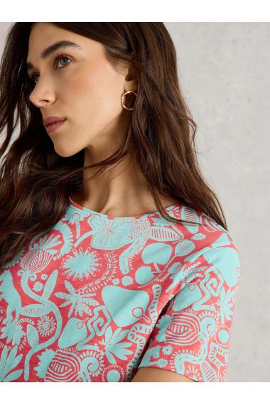 White Stuff Womens ABBIE TEE  in CORAL_PR Art WS443002