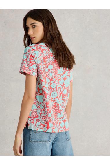 White Stuff Womens ABBIE TEE  in CORAL_PR Art WS443002