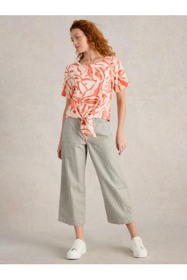 White Stuff Womens SARA TIE HEM TOP  in CORAL_PR Art WS443714