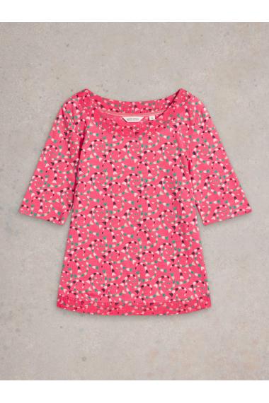White Stuff Womens WEAVER JERSEY TEE  in CORAL_PR Art WS443011