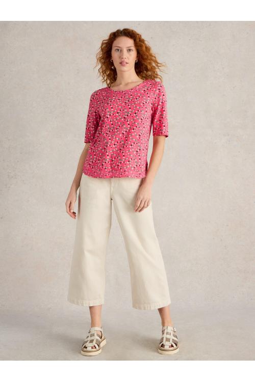 White Stuff Womens WEAVER JERSEY TEE  in CORAL_PR Art WS443011