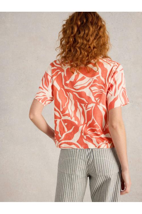 White Stuff Womens SARA TIE HEM TOP  in CORAL_PR Art WS443714