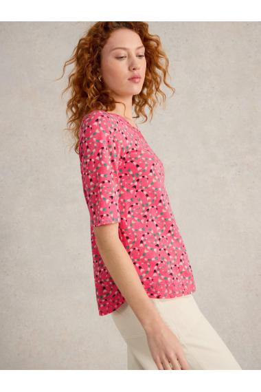 White Stuff Womens WEAVER JERSEY TEE  in CORAL_PR Art WS443011