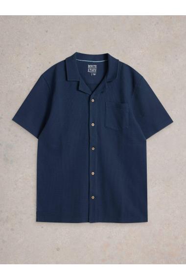 White Stuff Mens Rib SS Jersey Shirt  in DARK_NAVY Art WS443630