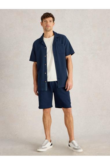 White Stuff Mens Rib SS Jersey Shirt  in DARK_NAVY Art WS443630