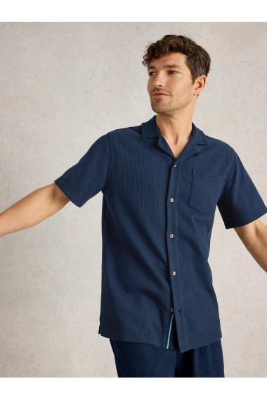White Stuff Mens Rib SS Jersey Shirt  in DARK_NAVY Art WS443630