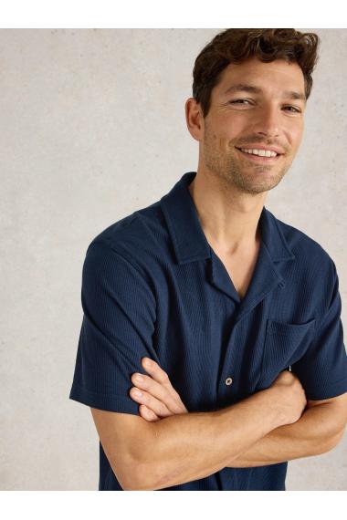 White Stuff Mens Rib SS Jersey Shirt  in DARK_NAVY Art WS443630
