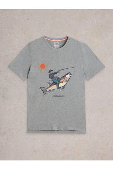 White Stuff Mens Catch of the Day Graphic Tee  in DENIM_PR Art WS443604