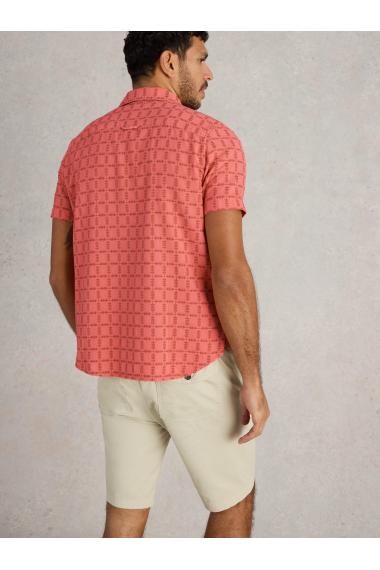 White Stuff Mens SS Overdye Check Shirt  in DEEP_PINK Art WS443542