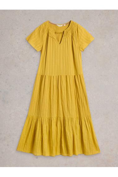 White Stuff Womens Sunny Lurex Dress  in DK_YELLOW Art WS443635