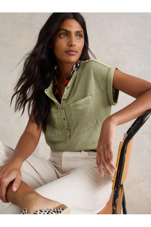 White Stuff Womens BETH SHIRT  in DUS_GREEN Art WS443379