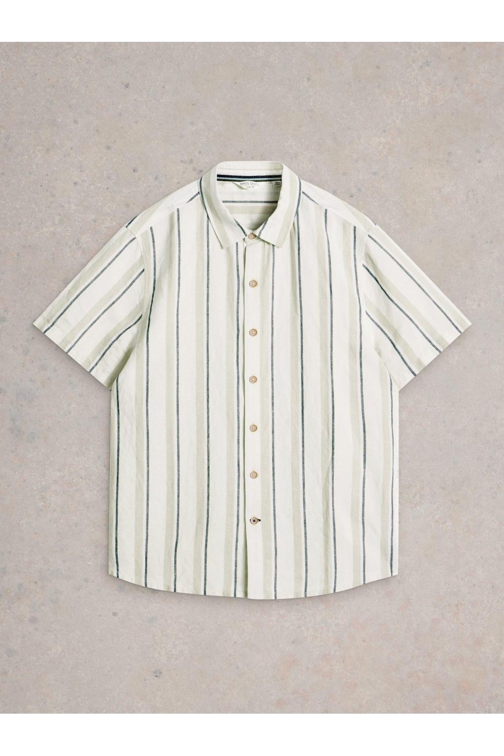 White Stuff Mens Keswick SS Stripe Linen Shirt  in NAT_MLT Art WS443541