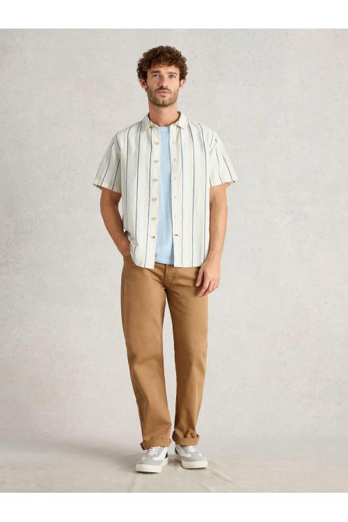 White Stuff Mens Keswick SS Stripe Linen Shirt  in NAT_MLT Art WS443541