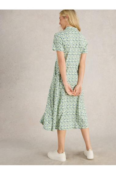 White Stuff Womens Rua Jersey Shirt Dress  in GREEN_MLT Art WS443078