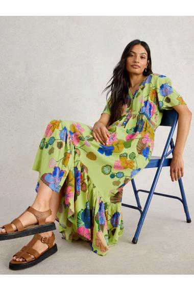 White Stuff Womens Phoebe Midi Dress   in GREEN_MLT Art WS443535