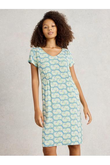White Stuff Womens Tallie Jersey Dress  in GREEN_MLT Art WS443077