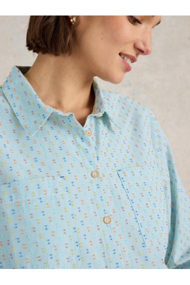 White Stuff Womens Sophie Organic Cotton Shirt  in GREEN_MLT Art WS443632