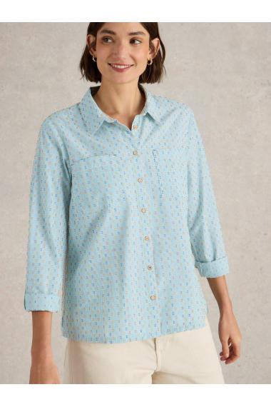 White Stuff Womens Sophie Organic Cotton Shirt  in GREEN_MLT Art WS443632