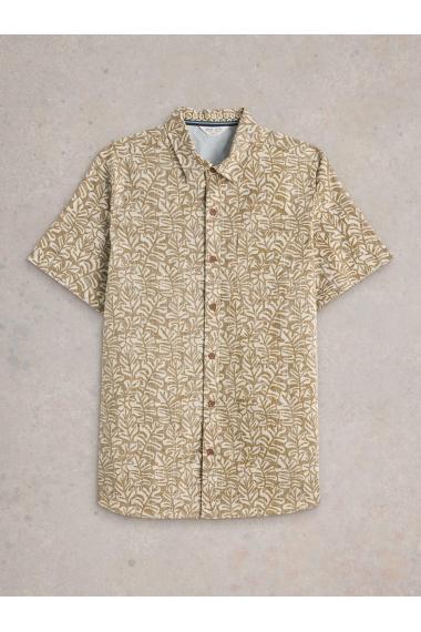 White Stuff Mens Banana Leaf SS Printed Shirt  in GREEN_PR Art WS443564