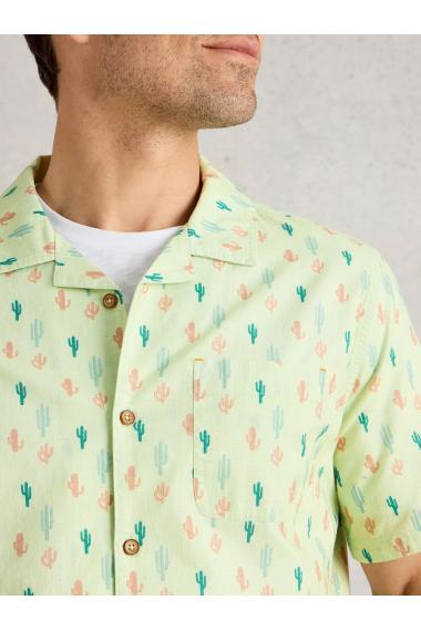 White Stuff Mens Mini Cactus SS Printed Shirt  in GREEN_PR Art WS443554