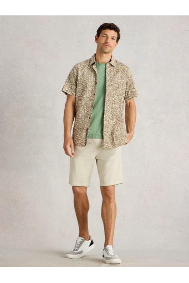 White Stuff Mens Banana Leaf SS Printed Shirt  in GREEN_PR Art WS443564