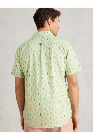 White Stuff Mens Mini Cactus SS Printed Shirt  in GREEN_PR Art WS443554