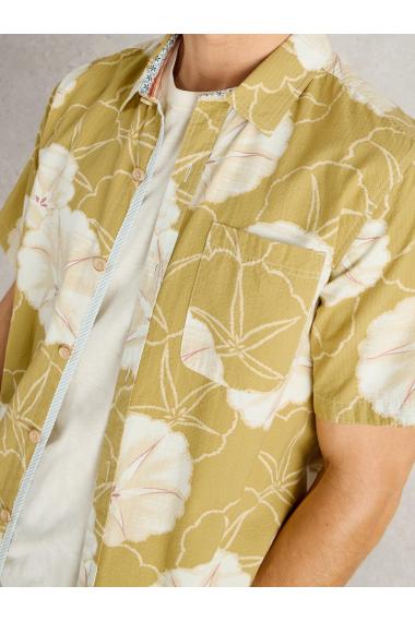 White Stuff Mens Large Floral SS Printed Shirt  in GREEN_PR Art WS443562
