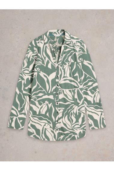 White Stuff Womens ANNIE LONGLINE SHIRT  in GREEN_PR Art WS442985