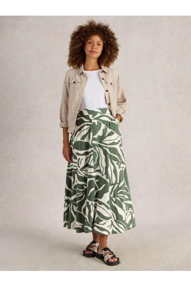 White Stuff Womens Jada Jersey Maxi Skirt  in GREEN_PR Art WS442802