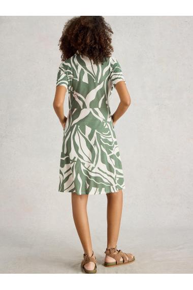 White Stuff Womens Ria Jersey Shirt Dress  in GREEN_PR Art WS443498