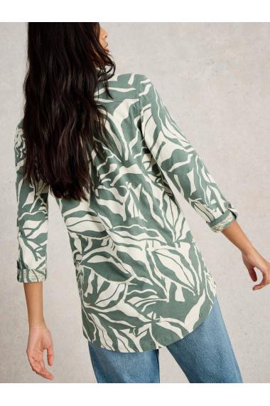 White Stuff Womens ANNIE LONGLINE SHIRT  in GREEN_PR Art WS442985