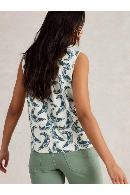 White Stuff Womens TULIP SLEEVELESS SHIRT  in IVORY_PR Art WS442998
