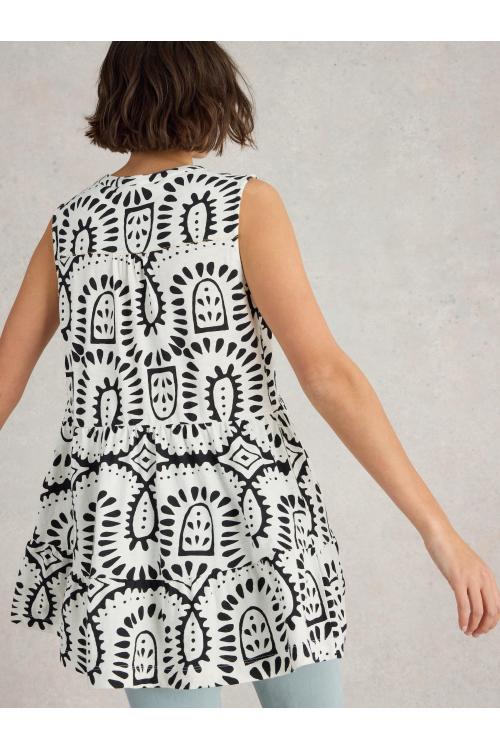 White Stuff Womens MACIE SLEEVELESS TUNIC  in IVORY_PR Art WS443705