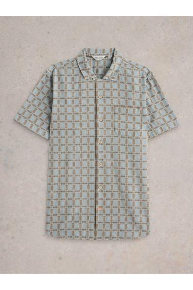 White Stuff Mens SS Overdye Check Shirt  in LGT_BLUE Art WS443542
