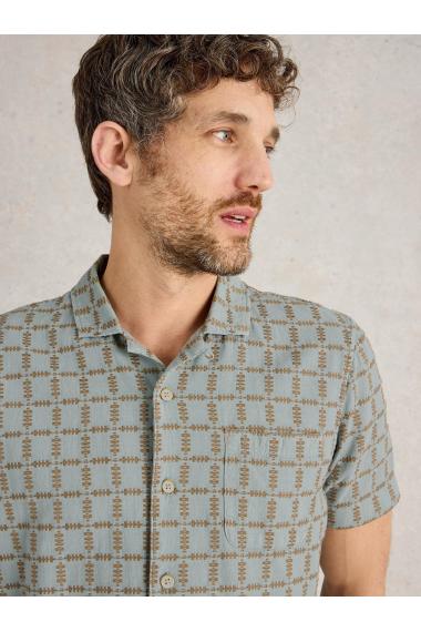 White Stuff Mens SS Overdye Check Shirt  in LGT_BLUE Art WS443542