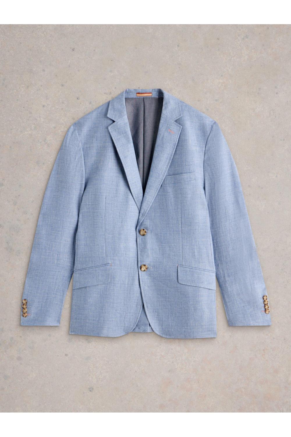 White Stuff Mens Linen Blazer  in MID_BLUE Art WS443623